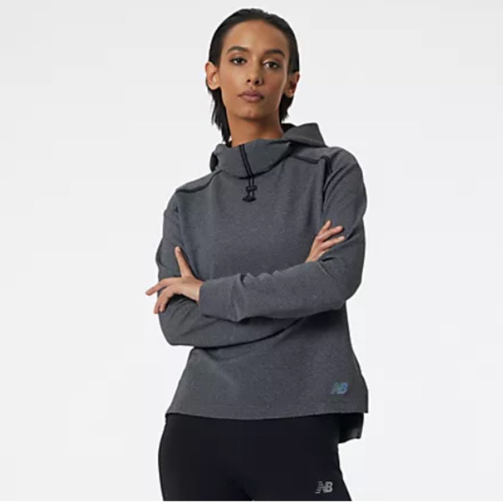 NEW BALANCE Q Speed Shift Women's Hoodie Black Heather size LARGE Athletic Comfy